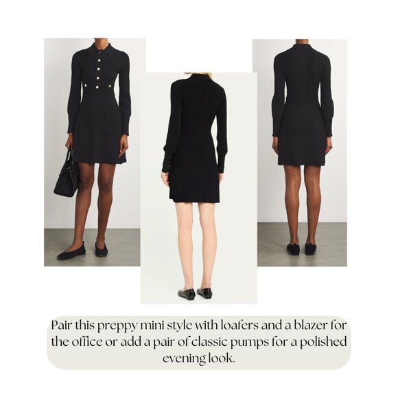 NWT - Veronica Beard Lauper Long-Sleeve Ribbed Mini Sweater Dress - Picture 4 of 6